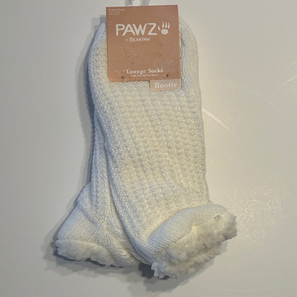 Pawz by Bearpaw Women's White Bootie Lounge Socks - Picture 2 of 10